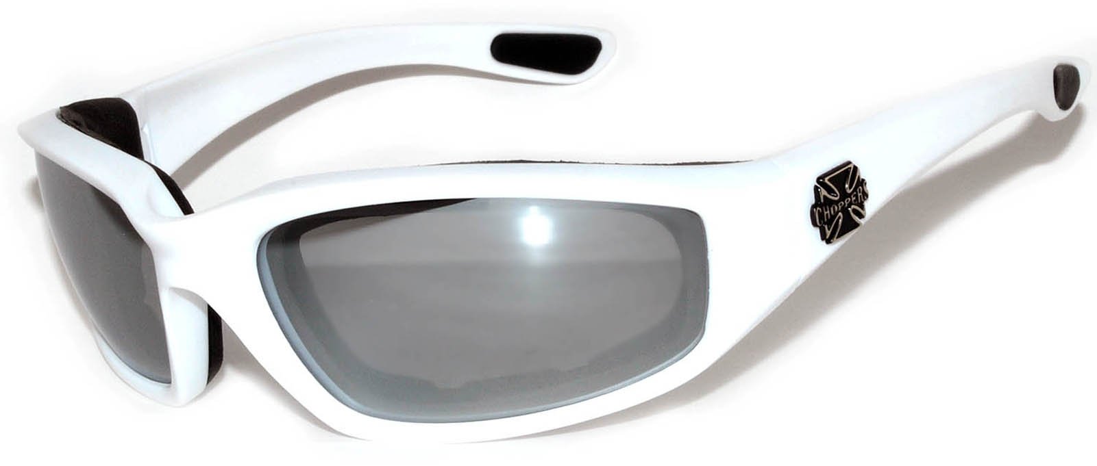 Choppers La Guida Notturna Equitazione Imbottite Moto Occhiali 011 Telaio Nero con Lenti Gialle 2 Nero Medio Bianco - Lens Fumo