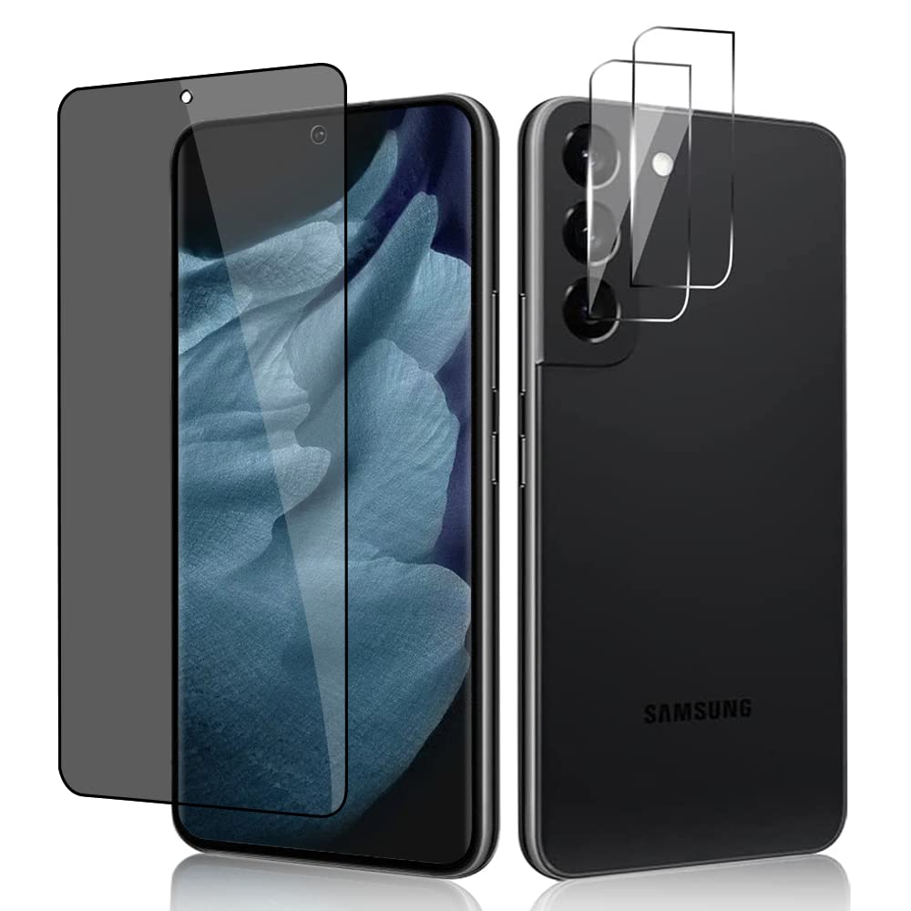 [1+2 Pack] Compatible Galaxy S22 Plus 5G Privacy Screen Protector and Camera Lens Protector 3D Curved Full Coverage,9H Tempered Glass,Anti-spy,Easy to Install,for Samsung Galaxy S22 Plus 6.7 Inch