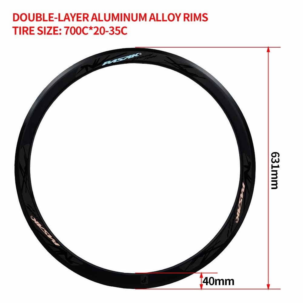 Juego De Ruedas De Bicicleta De Carretera De Ciclocross 700C Ruedas De Eje Pasante 15 * 100/12 * 142mm, Llantas De Doble Pared 40mm, Freno De Disco + C/V, 7-12 Velocidades