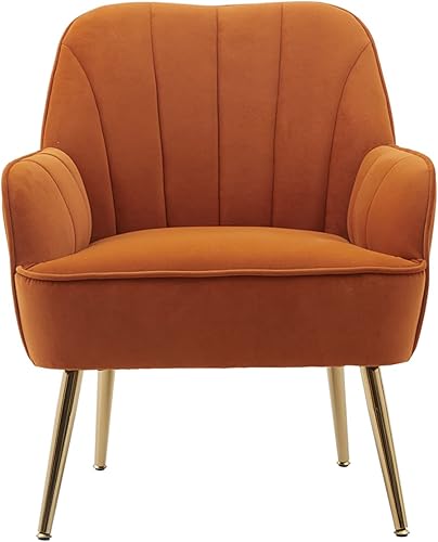 Miniatura 7 de Goujxcy Sillón tapizado de piel sintética de mediados de siglo, moderno con marco de metal, respaldo acolchado extra grueso y cojín de asiento para