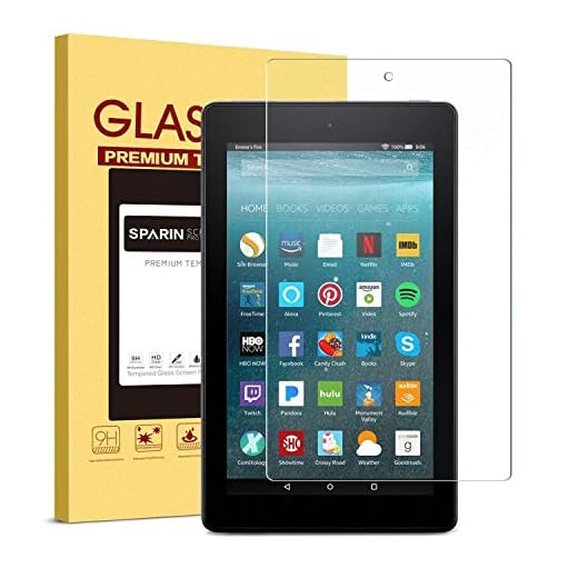 Fire 7 / Fire 7 Kids Edition Screen Protector, SPARIN Tempered Glass Screen Protector for All-New Fire 7 with Alexa (9th/7th Gen, 2019/2017 Release) with Bubble Free/Scratch Resistant
