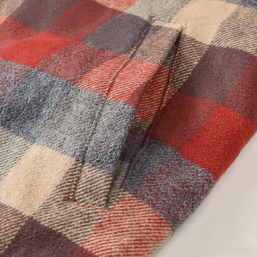 Dubinik® Mens Shacket Lightweight Jacket Cozy Warm Lined Overshirt Flannel Shirts For Men Long Sleeve Snap Casual Plaid4