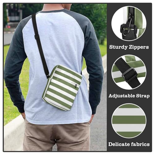 MCHIVER Small Messenger Bag Dark Green Stripes Crossbody Bag for Men Women Cellphone Wallet Side Bag for Outdoor Travel4