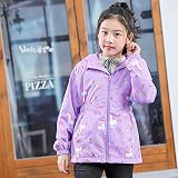 SXSHUN Dziecięca kurtka softshell z podszewką polarową, kurtka przejściowa, kurtka turystyczna, kurtka outdoorowa, ciepła, wiatroszczelna, oddychająca, wiosna, jesień, jasny liliowy, 122/128 cm