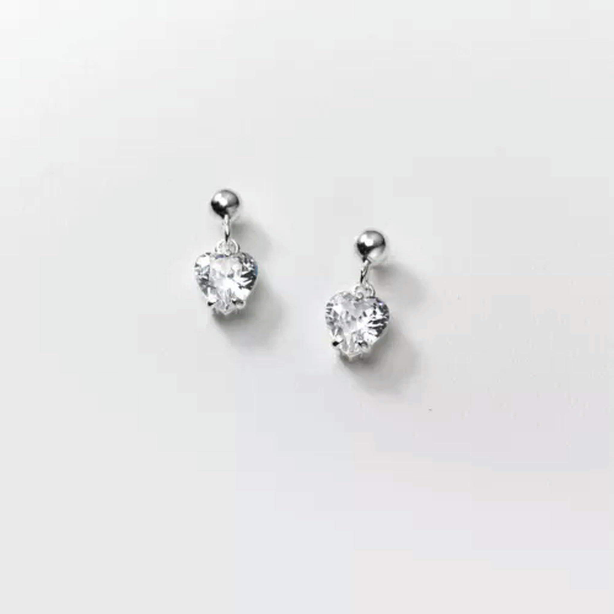 ISCBAFYX Silberne Herz-Ohrstecker – Rosa/Schwarz/Grün/Klar – 925er Silber-Schwarz