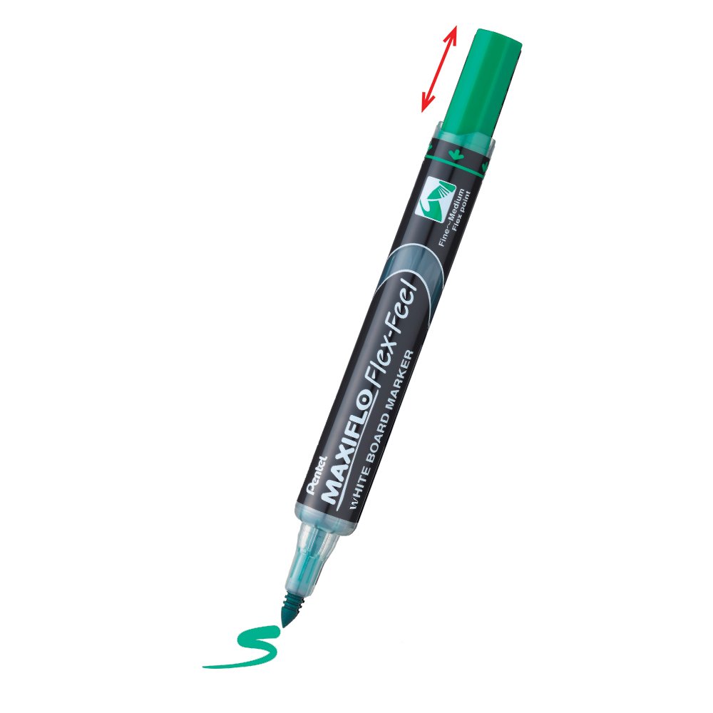 Pentel Maxiflo flex-feel Table 4,6 mm Marker Green Pack of 12, 1 count (Pack of 12) - Image 2