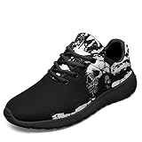 coolcustomize Skull Running Shoes for Women Men Mesh Breathable Comfort Walking Sneaker Sports Athletic Halloween Shoes