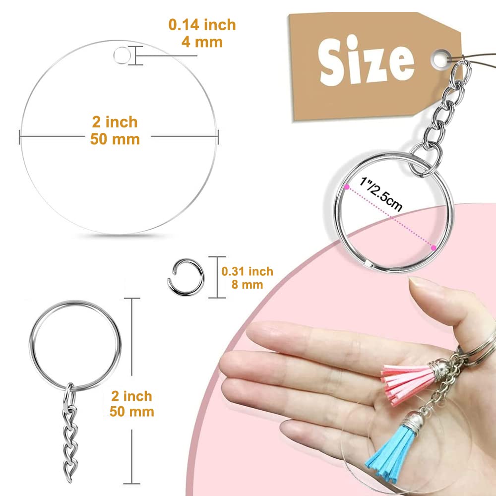 120 Pezzi Dischi Acrilici Portachiavi Kit, Trasparenti Circolari