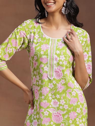 Image of Libas Women Cotton Straight fit Printed Kurta 29049R Pink Suit