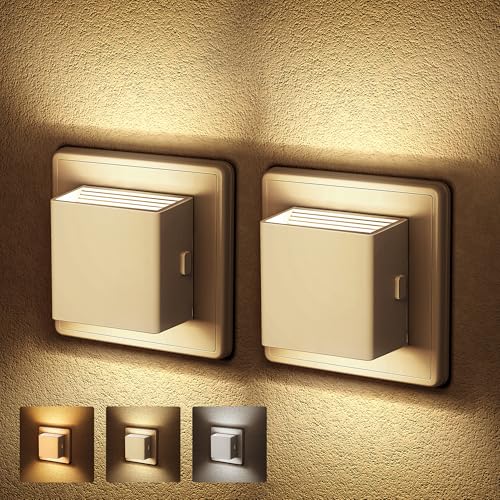 Emeritpro Lot de 2 veilleuses avec capteur crépusculaire, veilleuse LED 1 W, température de...