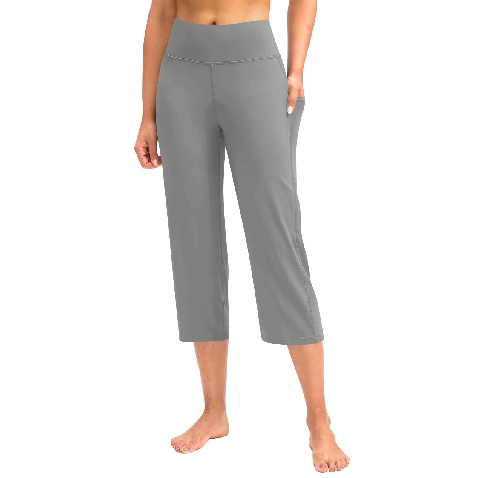 Pantalon capri léger pour femme - Pantalon de loisirs stretch - Pantalon de