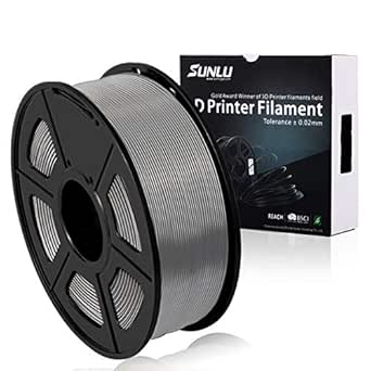 SUNLU 3D Printer Filament PLA Plus Grey,PLA Plus Filament 1.75 mm, Low Odor Dimensional Accuracy +/- 0.02 mm 3D Printing Filament,2.2 LBS (1KG) Spool 3D Printer Filament,Grey