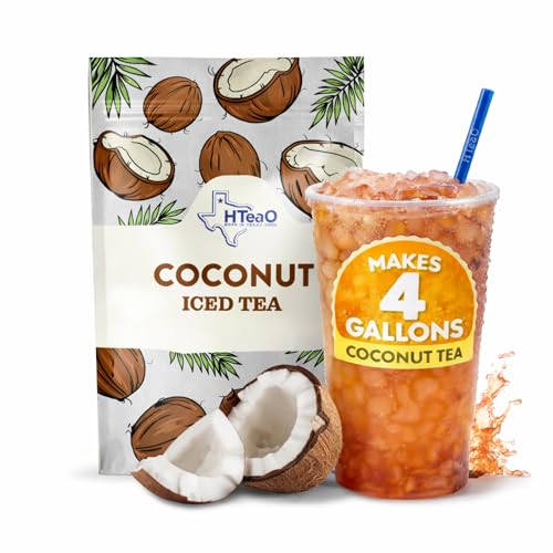Image of HTeaO Iced Tea Bags - Makes 4 Gallons - Texas Style - Black Tea (Coconut) | Ready in 5 Minutes, Naturally Sweet with No Artificial Flavors or Additives, Large Sachets for Parties & Groups, Premium Tea