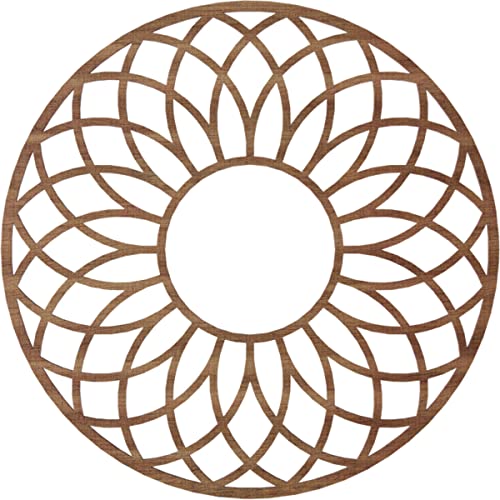 Image of Ekena Millwork 22 inchOD x 7 1 /2 inchID x 3 /8 inchT Cannes Wood Fretwork Pierced Ceiling Medallion, Walnut