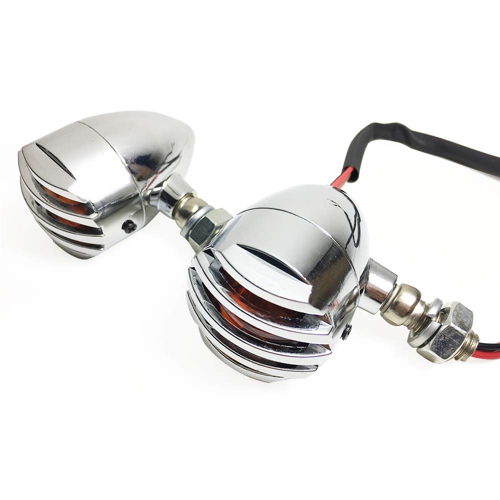 Motorrad Blinker Licht, 4x Chrom Motorrad Blinker Signalanzeige Bernstein Bullet Light Touring Cafe Racer Flasher Lampe