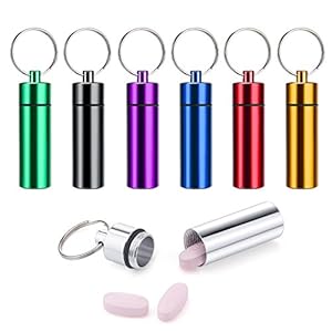 Meersee Pill Box Sleutelhanger, 7-delige set, mini-capsule, pillendoos, metalen pillendoos, tablettenbox, sleutelhanger…