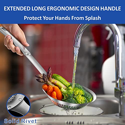 Yimi Skimmer Slotted Spoon Ladle,304 Stainless Steel Durable Cooking Frying Colander, Rustproof Large Scoop Kitchen Strainer Fryer With Vacuum Ergonomic Handle,15 Inches, Ideal For Gift #TOP4