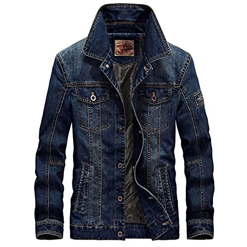 ebossy Men's Casual Distressed Denim Jacket Button Up Long Sleeve Trucker Moto Jean Coat