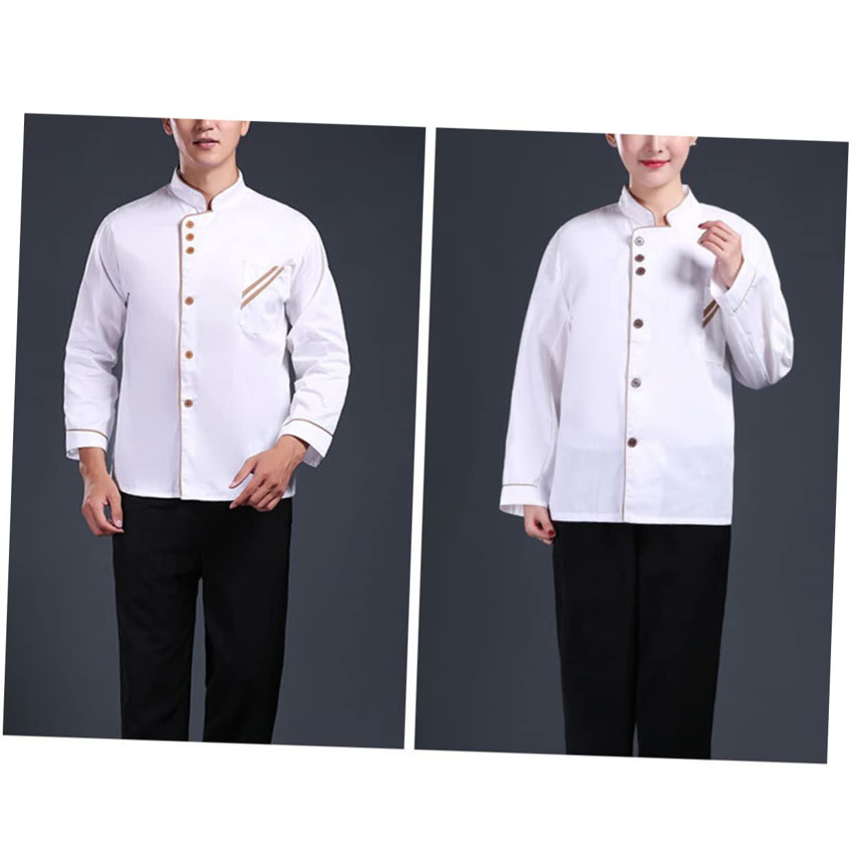 CONGARTENO Catering Jackets Long Sleeve Chef Coat Men's Casual Chef Outfit Easy to Wash Wearproof Size m ()