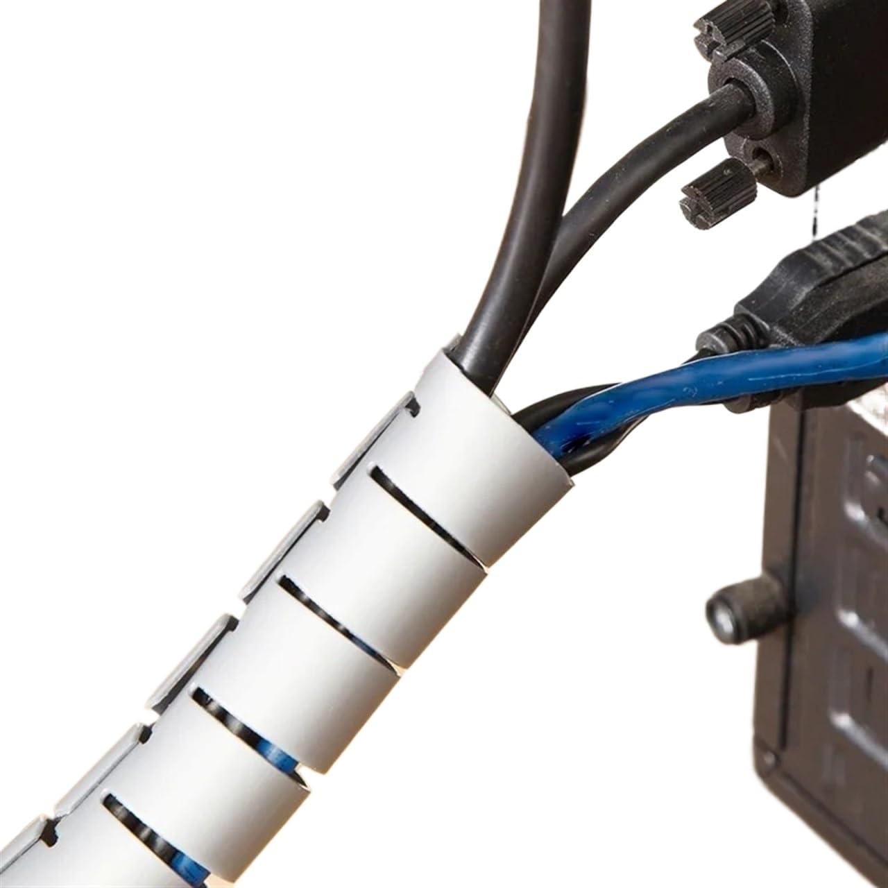 Organizador de Cables en Espiral Flexible de 1 Metro, 8 Unidades, diámetro de Tubo de 22 mm, Protector de Cables, Almacenamiento de Cables(Negro)