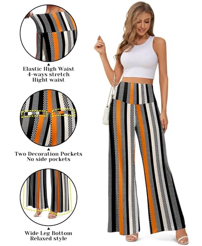 JZC Women's Palazzo Lounge Pants Stretchy Wide Leg Casual Pants Comfy High Waist Flowy Pants S-3XL