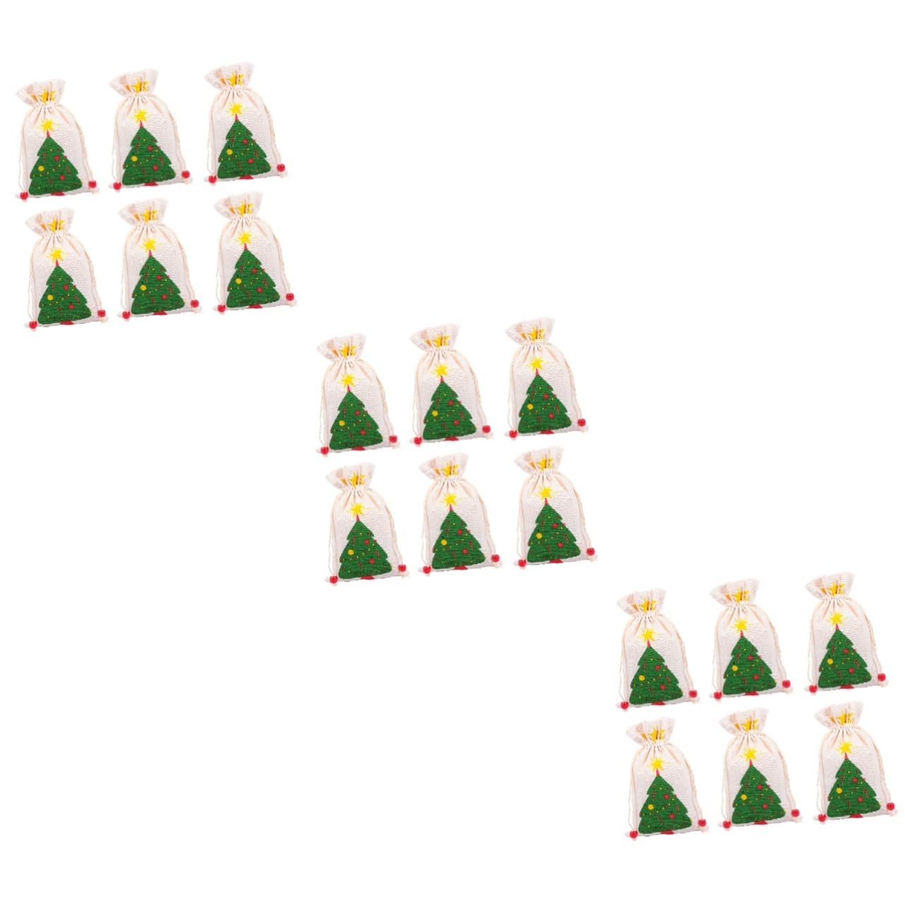 Healeved 18 Piezas Bolsas de Navideñas con Cierre de Cordón Unidades Diseño Árbol de Navidad Verde Reutilizables y Ligeras para y Pequeños Obsequios