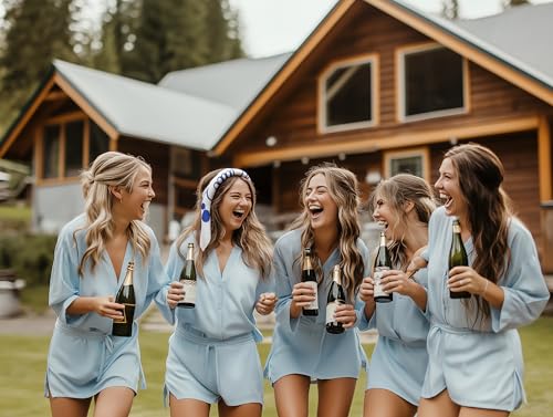 Hosrnovo Something Blue Gift for Bride, 27.5IN Bridal Scarf Bandana Wedding Accessories for Brides Bachelorette Party Favors Bridal Shower Gifts3