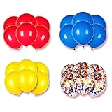 BELMAKS 24 PCS Carnival Party Balloons - 12'' Festival Theme - Red, Blue, Yellow, Multicolor - Birthday Party Decorations