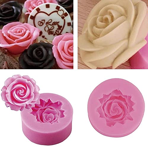 Memovan 3D Flower Silicone Soap Mold 4Pcs 3D Rose Flower Silicone Fondant Mold Bloom Rose Shape Resin Candle Mold For Cake Decoration Chocolate Handmade Soap Candy Making Clay Lotion Bar Wax Diy Craft #TOP6