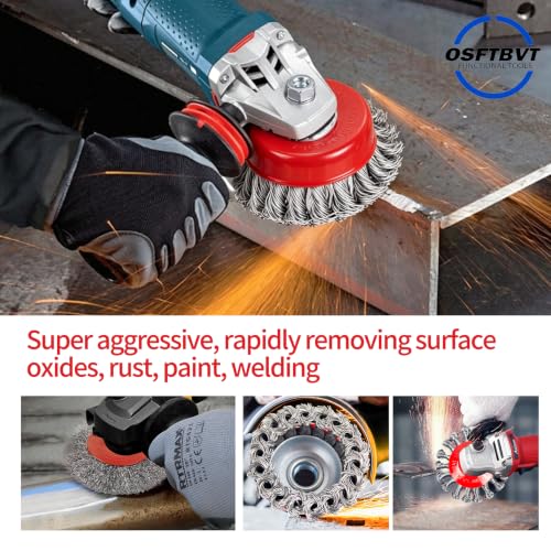 Image of 3in Wire Wheel Brush for Angle Grinder,Wire Cup Brush 5 /8-11 hub-6p | Twisted 0.021 inch Carbon Steel Wire Wheels for Angle Grinder Attachment, Metal Rust Paint Weld Burrs Removal
