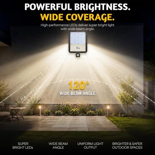 Image of Forus 200W LED Flood Light Natural White with Motion Sensor Auto On Off Day Night Mode Waterproof Outdoor Security Light for Garden Parking Garage Factory Shop High Bright Floodlight 4Yr Warranty-1Pc