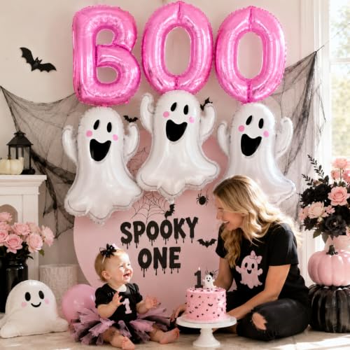 Image of Halloween Foil Balloons Pink Halloween Balloons Ghost Balloon BOO