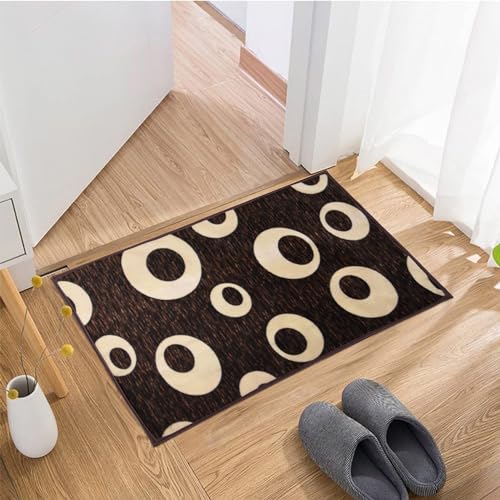 Image of Kuber Industries Door Mat | Floor Door Mat | Door Entrance Mat | Anti-Slip Door Mat | Door Mats for Outdoor & Indoor | Circle-Design Door Mat | Pack of 2 | Brown