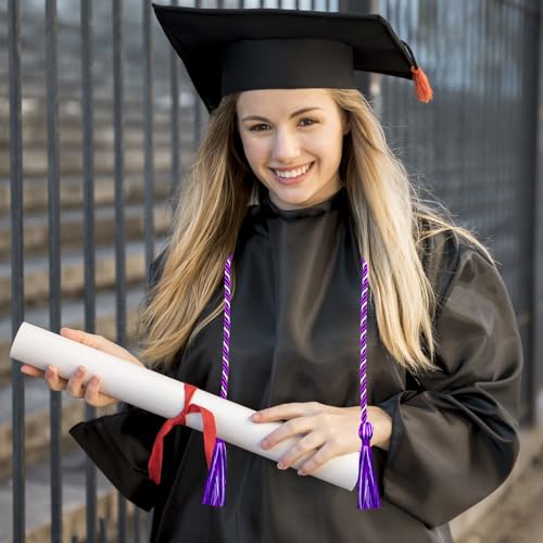 Image of Graduation Honor Cords Purple and Silver Graduation Cords with Tassels, 67 inch Long for Graduation Students