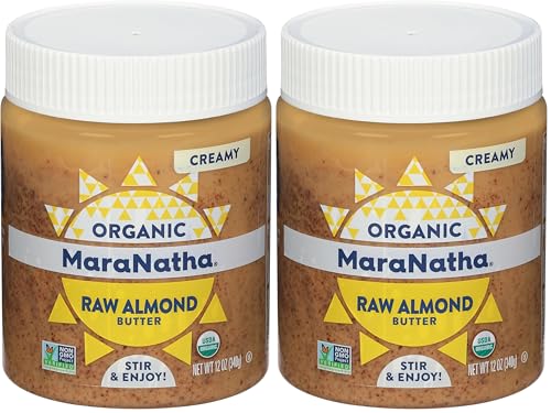 Image of Maranatha Organic, Creamy Raw Almond Butter Spread 12 Ounce (Pack of 2)