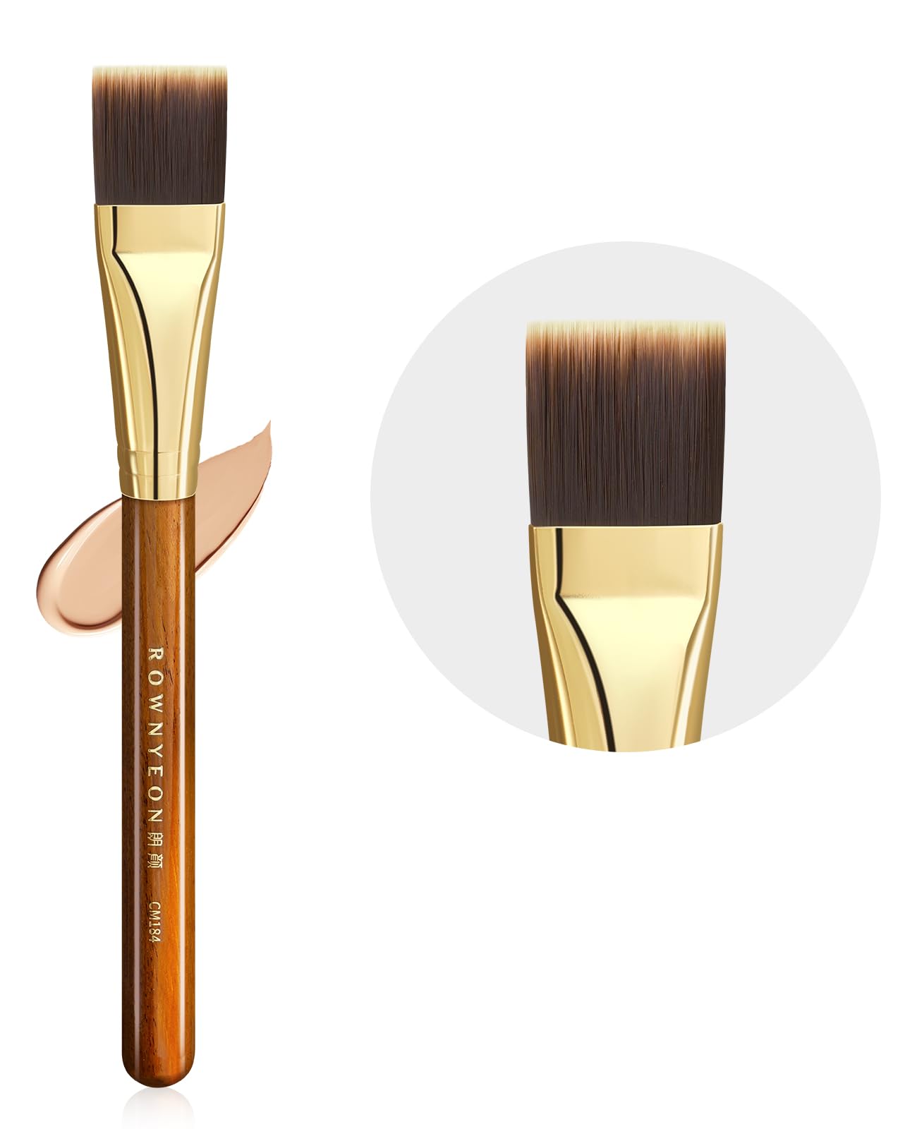 ROWNYEON CM184 Foundation Brush, Thin, Flat, Ultra Fine, Red Desert Series, Makeup Brush, Easy to Use, Professional, Skin-friendly, Premium Fiber Bristles, Easy to Carry, Lightweight, For Beginners : 