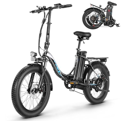 ANCHEER Klapprad E-Bike, 20'*3.0 Elektrofahrrad mit 36V 10.2Ah Lithium-Akku für Lange Reichweite bis 100KM, 250W Motor, 7 Gang für Herren Damen