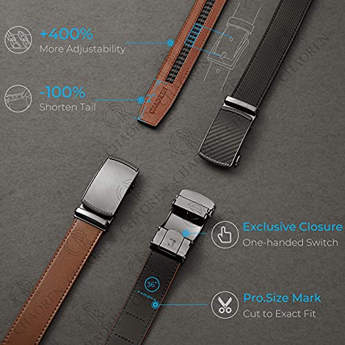 Image of CHAOREN Mens Belt Leather Ratchet Belt - Customizable Fit, Effortless Style (35mm)
