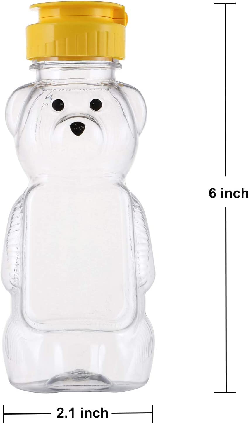 Confezione da 16 barattoli in plastica da 226,8 g, a forma di orsetto, per miele e miele, vuoti, con coperchio ribaltabile, per conservare e distribuire