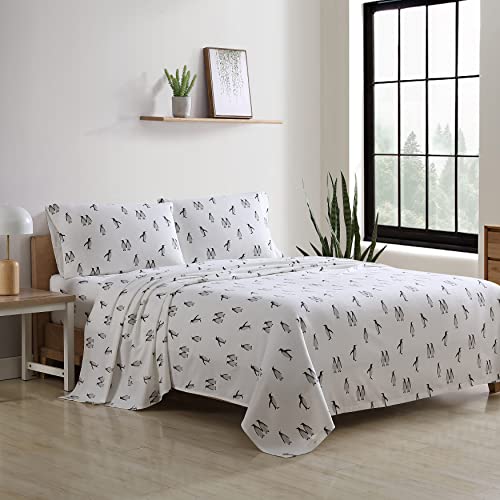 Image of Eddie Bauer - Flannel Sheets Twin Size, Anti-Pilling & Wrinkle Resistant Cotton, Touchably Soft for All-Season Comfort - Bed Sheets with Matching Pillowcases & Fitted Sheet (Rookeries Grey)