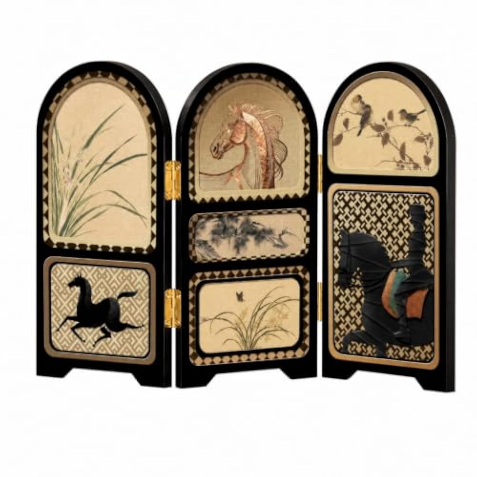 Foldable Tabletop Divider, Compact 3-Panel Decorative Screen