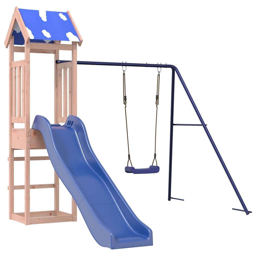 vidaXL Outdoor Playset - Solid Wood Douglas, Climbing Frame with Swing, Slide, Sandpit & Safety Railings - Kid's Garden Playhouse