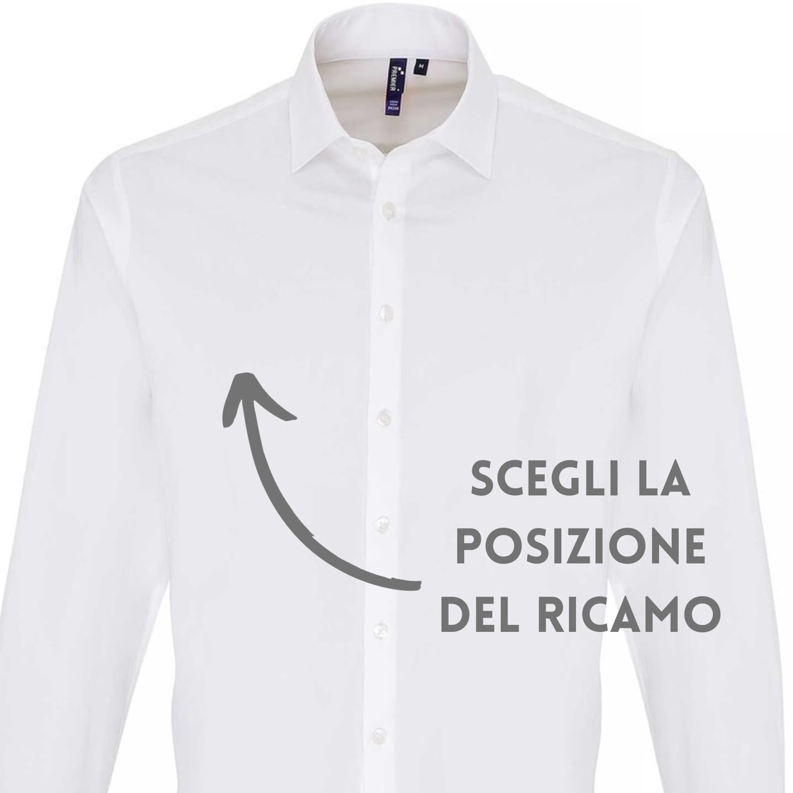 Camicia Personalizzata con Ricamo Iniziali o Testi Idea Regalo Uomo Festa del papà 97% Cotone e 3% Elastan 4 Colorazioni