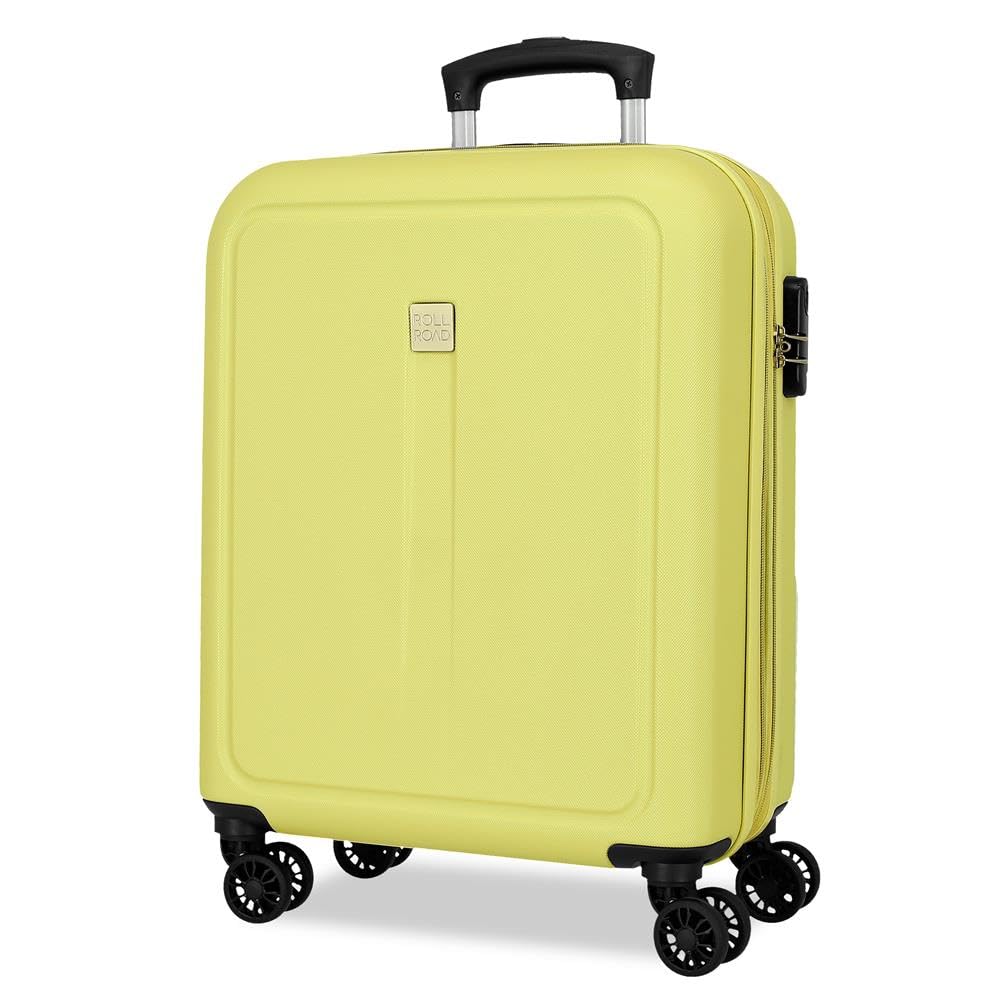 ROLL ROAD Cambogia - Valigia da cabina gialla, 40 x 55 x 20 cm, rigida 2,9 kg, chiusura a combinazione laterale, in ABS, 2,9 kg, 37 l, estensibile, bagaglio a mano, giallo, Taglia unica, Valigia