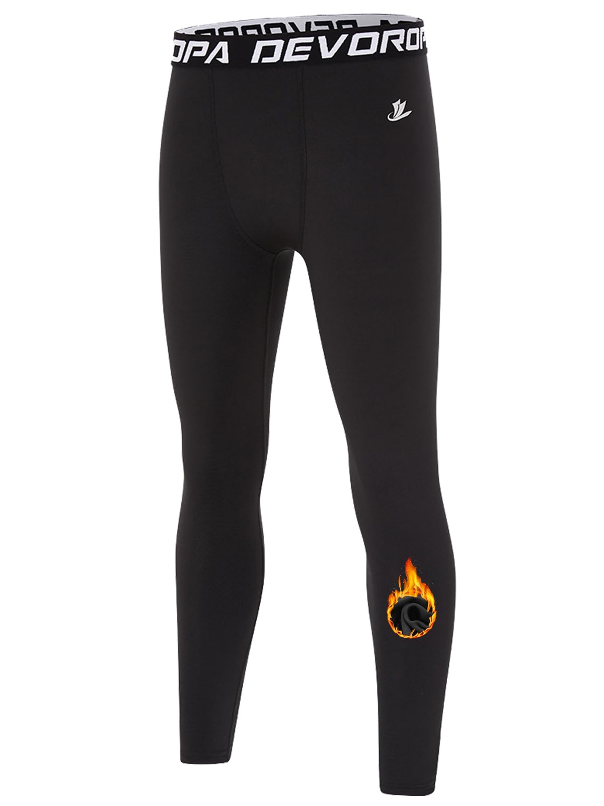 Youth Boys' Compression Leggings Sports Tights Fleece Lined Thermal Base Layer Pants