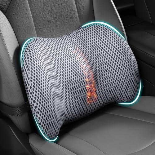 Image of BYMECOST Lumbar Support Pillow for Car, Memory Foam Car Seat Back Support Pillow for Driving, Back Cushion with Strap for Pain Relief, Ergonomic Back Cushion for Office Chair, Wheelchair (Grey)