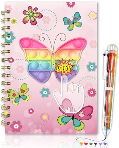 Pop Notebook for Girls with Pen, 21x14.5cm 160 Lined Pages Butter...