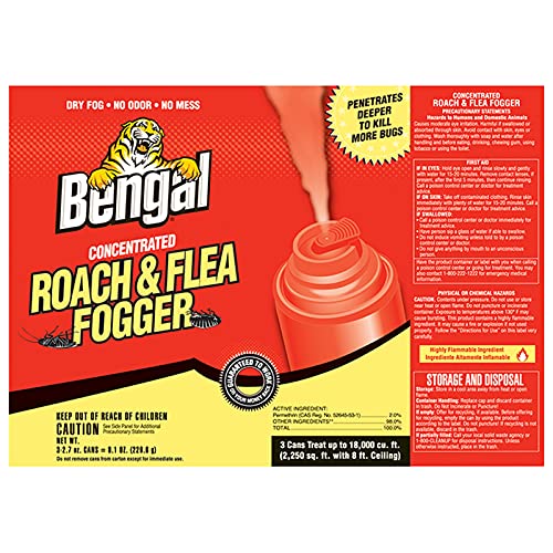 Bengal Concentrated Roach and Flea Killer Fogger, Odorless MessFree