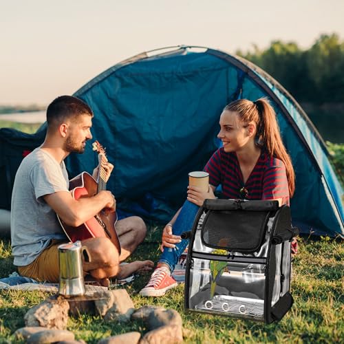 SUERTREE Sac de transport pour oiseaux avec maille en acier inoxydable indestructible, cage de voyage pour oiseaux avec support, sac à dos facile à nettoyer pour perroquet, sac de voyage portable pour – Image 6
