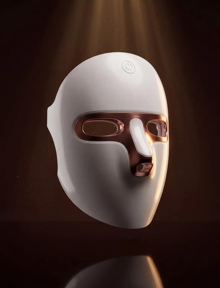 Masque LED Visage et Cou 7 Couleurs The Glow Care, Luminothérapie Anti-Rides Anti-Acné Anti-Taches, Appareil LED Rechargeable USB, Soin Professionnel Maison, Certifié CE